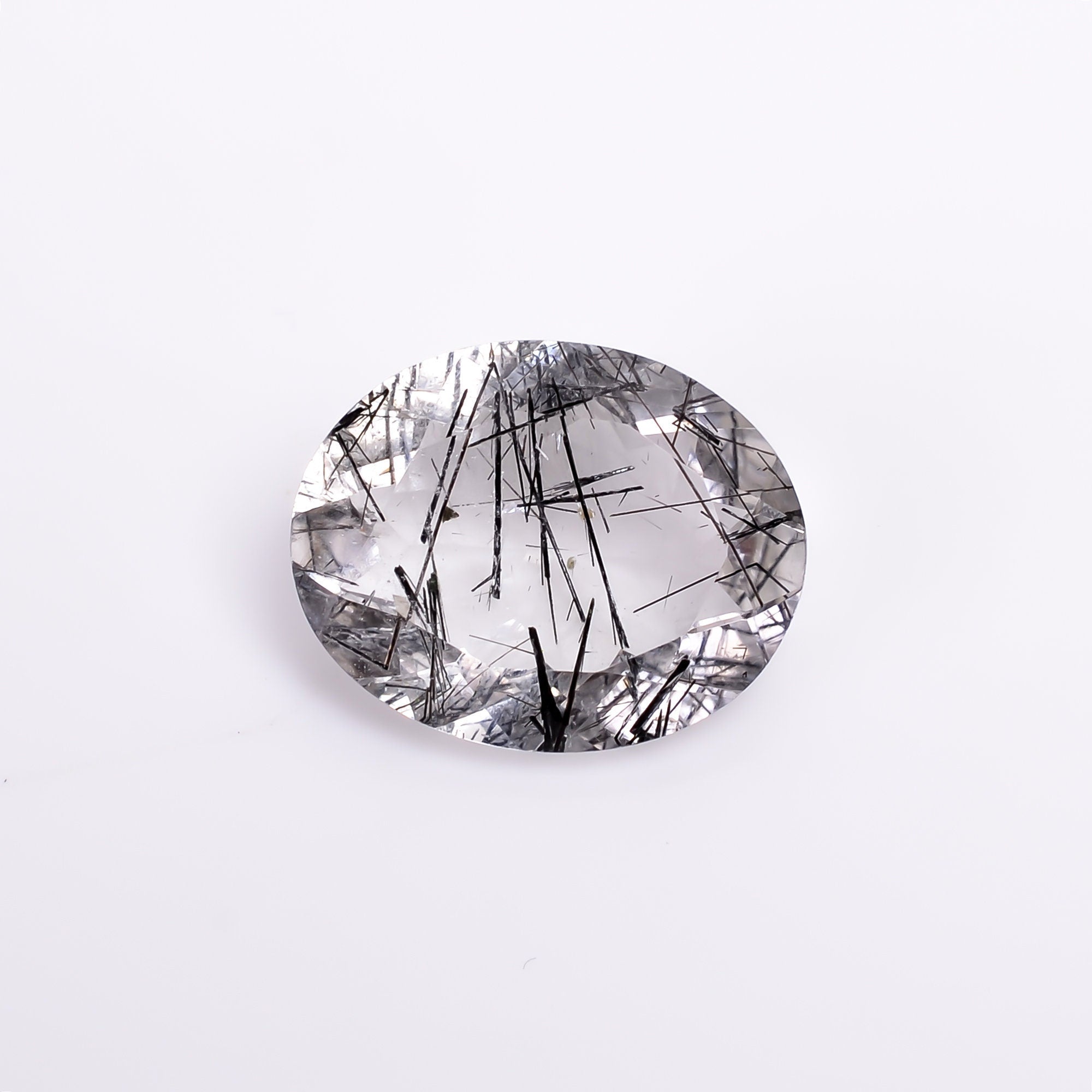 black rutile natural quartz oval shape cut stone loose gemstone